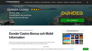 
                            6. Dunder Casino - 20 free spins helt gratis till nya medlemmar