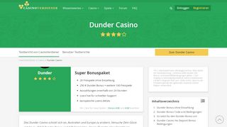 
                            7. Dunder Casino – 20 Freispiele gratis + 600 € Bonus (Februar 2019)