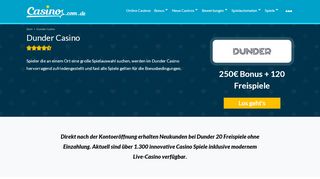 
                            3. Dunder Casino | 600€ und 20 Freispiele ohne Einzahlung für Starburst
