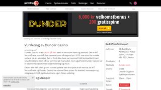 
                            6. Dunder Casino bonus + gratis spinn i Norge - Gambling.com