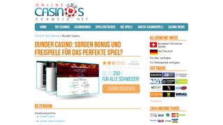 
                            9. Dunder Casino - Perfekt für Schweizer? 600€ Bonus + 200 Freispiele