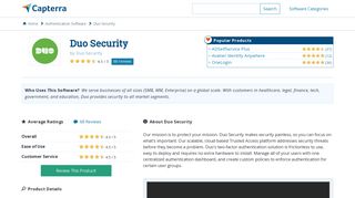 
                            10. Duo Security Reviews and Pricing - 2019 - Capterra