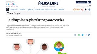 
                            8. Duolingo lanza plataforma para escuelas – Prensa Libre