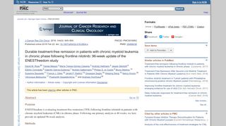 
                            12. Durable treatment-free remission in patients with chronic myeloid ...