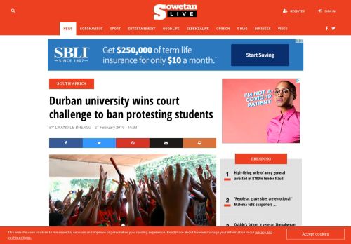 
                            12. Durban university wins court challenge to ban protesting students
