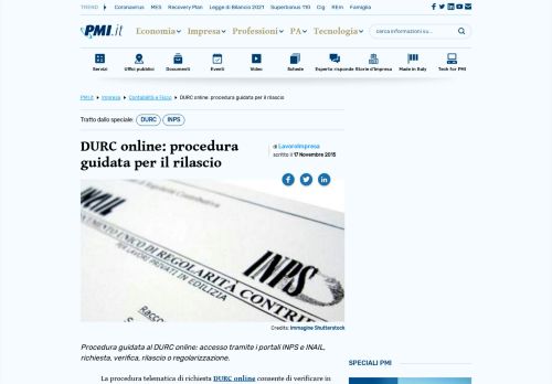 
                            12. DURC online: procedura guidata per il rilascio - PMI.it