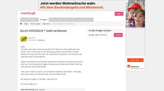 
                            10. Durch GOOGELN * Geld verdienen » Allgemeines | 20.07 - Mamiweb.de