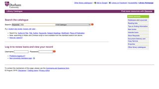 
                            8. Durham University Library Catalogue