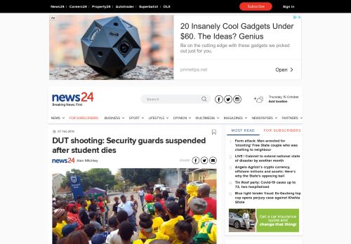 
                            9. DUT shooting: Security guards suspended after student dies | News24