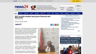 
                            8. DUT suicide student was given financial aid - Nzimande | News24