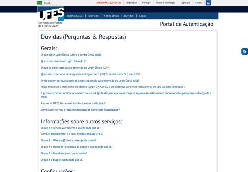 
                            7. Dúvidas - Portal de Autenticação – NTI/UFES.