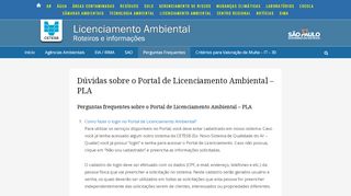 
                            5. Dúvidas sobre o Portal de Licenciamento Ambiental - PLA - Cetesb