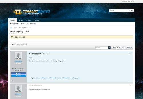 
                            9. DVDSeed (DSD) - Torrent Invites