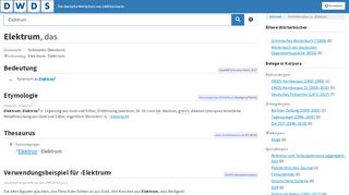 
                            9. DWDS − Elektrum − Worterklärung, Grammatik, Etymologie u. v. m.