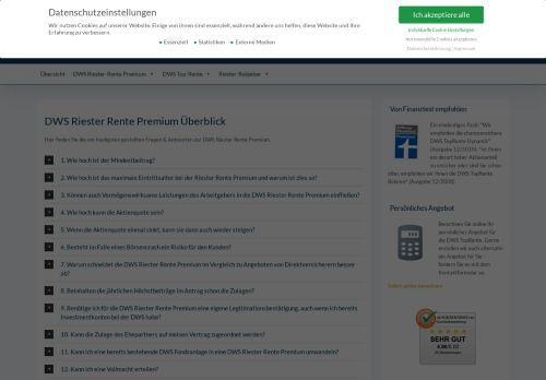 
                            13. DWS Riester Rente Premium FAQ - Fragen & Antworten