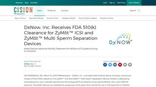 
                            8. DxNow, Inc. Receives FDA 510(k) Clearance for ZyMōt™ ICSI and ...