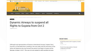 
                            8. Dynamic Airways to suspend all flights to Guyana from Oct 2 | Guyana ...