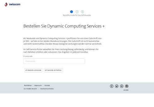 
                            2. Dynamic Computing Services + bestellen | Swisscom