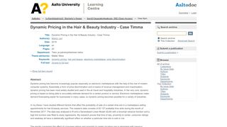 
                            8. Dynamic Pricing in the Hair & Beauty Industry - Case Timma - Aaltodoc