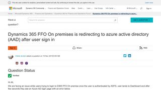 
                            12. Dynamics 365 FFO On premises is redirecting to azure ...