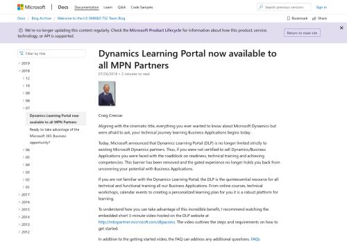 
                            11. Dynamics Learning Portal now available to all MPN Partners ...