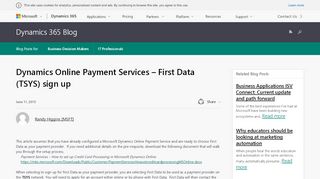 
                            13. Dynamics Online Payment Services – First Data (TSYS) sign up ...