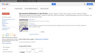 
                            6. Dynamische Webseiten in der Praxis: mit PHP 5, MySQL 5, XHTML, ... - Google Books-Ergebnisseite