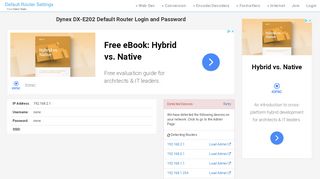 
                            4. Dynex DX-E202 Default Router Login and Password - Clean CSS
