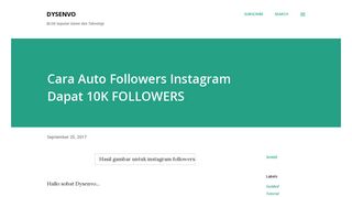 
                            1. DySenvo: Cara Auto Followers Instagram Dapat 10K FOLLOWERS