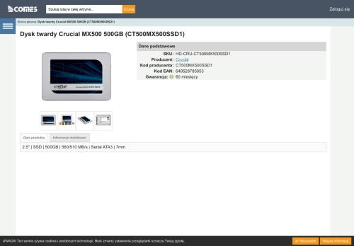 
                            3. Dysk twardy Crucial MX500 500GB - Comes Sp. z oo | Login klienta