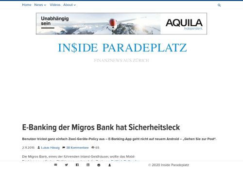 
                            8. E-Banking der Migros Bank hat Sicherheitsleck - Inside Paradeplatz