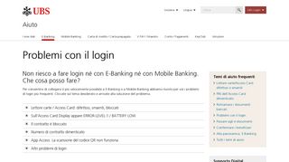 
                            8. E-Banking: Problemi con il login | UBS Svizzera