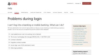 
                            2. E-banking: Problems during login | UBS Switzerland