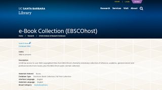 
                            13. e-Book Collection (EBSCOhost) | UCSB Library