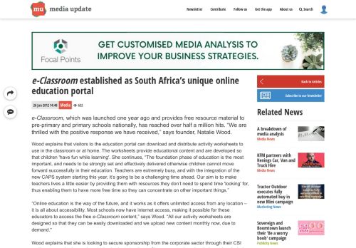 
                            11. e-Classroom established as South Africa's unique online education ...