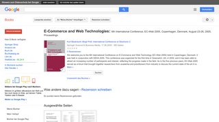 
                            9. E-Commerce and Web Technologies: 6th International Conference, ... - Google Books-Ergebnisseite