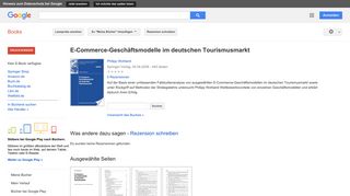 
                            9. E-Commerce-Geschäftsmodelle im deutschen Tourismusmarkt - Google Books-Ergebnisseite