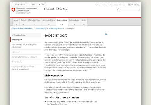 
                            10. e-dec Import - Eidgenössische Zollverwaltung - admin.ch