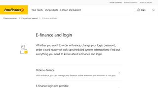 
                            3. E-finance and login | PostFinance