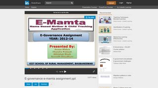 
                            11. E-governance e-mamta assignment ppt - SlideShare
