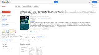 
                            6. e-Infrastructure and e-Services for Developing Countries: 5th ... - Google बुक के परिणाम