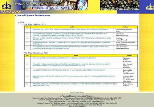 
                            7. e-Journal Ekonomi Pembangunan - Akses Online - Universitas Trisakti