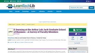 
                            11. E-learning at the Arthur Lok Jack Graduate School of Business - A ...
