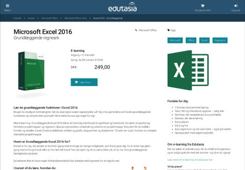 
                            12. E-learning: Microsoft Excel 2016 - Grundlæggende - Edutasia
