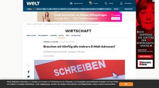 
                            11. E-Mail: Brauchen wir künftig alle mehrere Adressen? - WELT