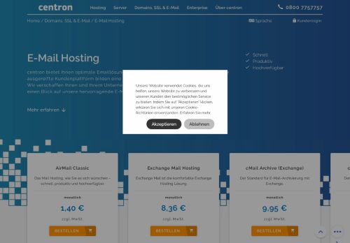 
                            5. E-Mail Hosting › Centron