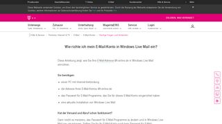 
                            2. E-Mail in Windows Live Mail einrichten | Telekom Hilfe