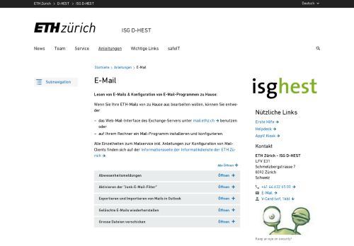 
                            8. E-Mail – ISG D-HEST | ETH Zürich