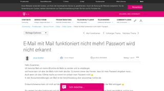 
                            7. E-Mail mit Mail funktioniert nicht mehr! Passwort - Telekom hilft ...