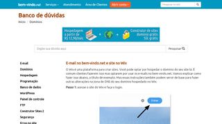 
                            8. E-mail no bem-vindo.net e site no Wix - Banco de Dúvidas bem-vindo ...